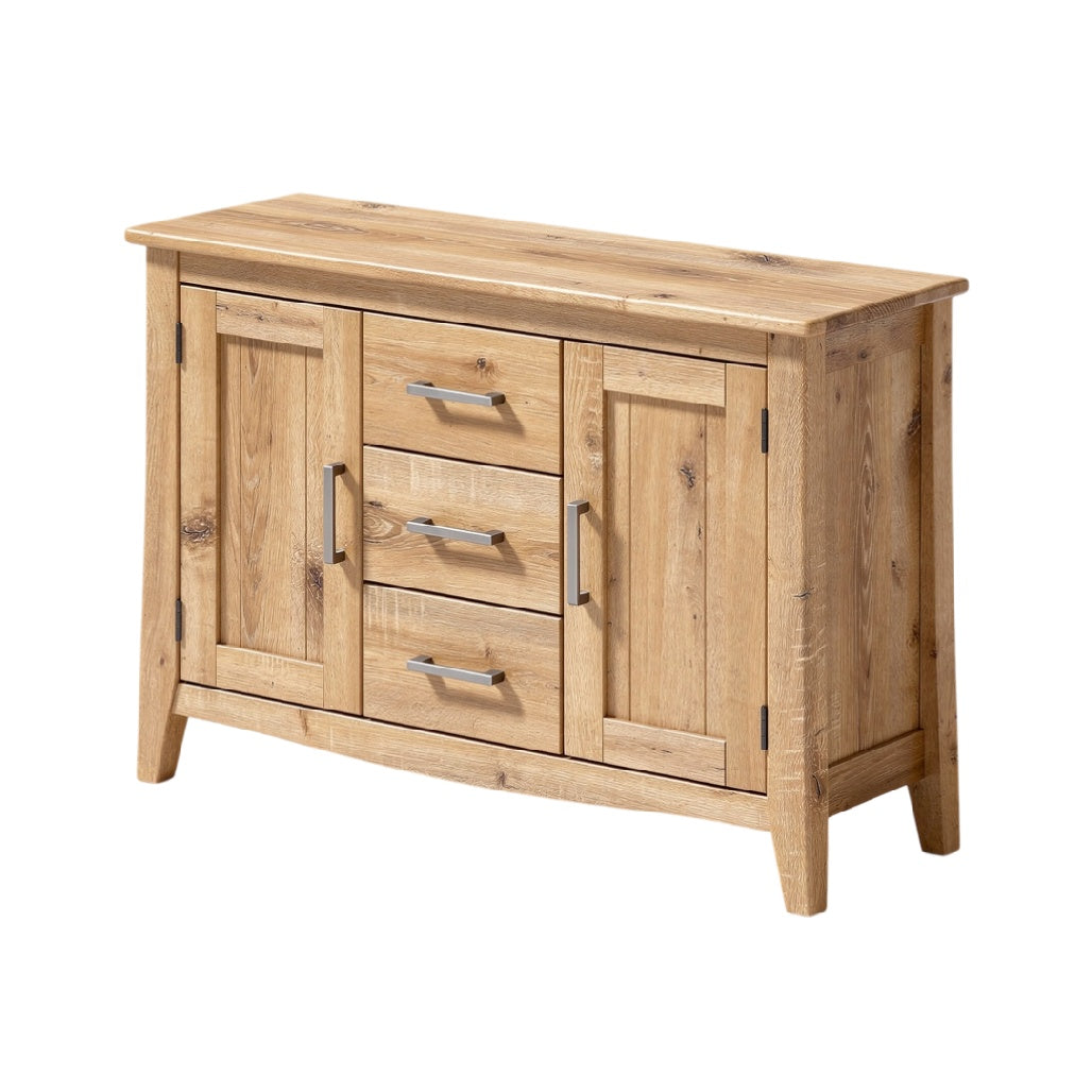 Buffet en bois naturel avec 3 tiroirs et 2 portes