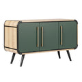 Buffet contemporain en bois avec portes vertes et pieds en métal