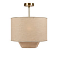 Plafonnier en tissu beige avec structure dorée