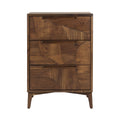 Commode en bois avec motifs géométriques et trois tiroirs