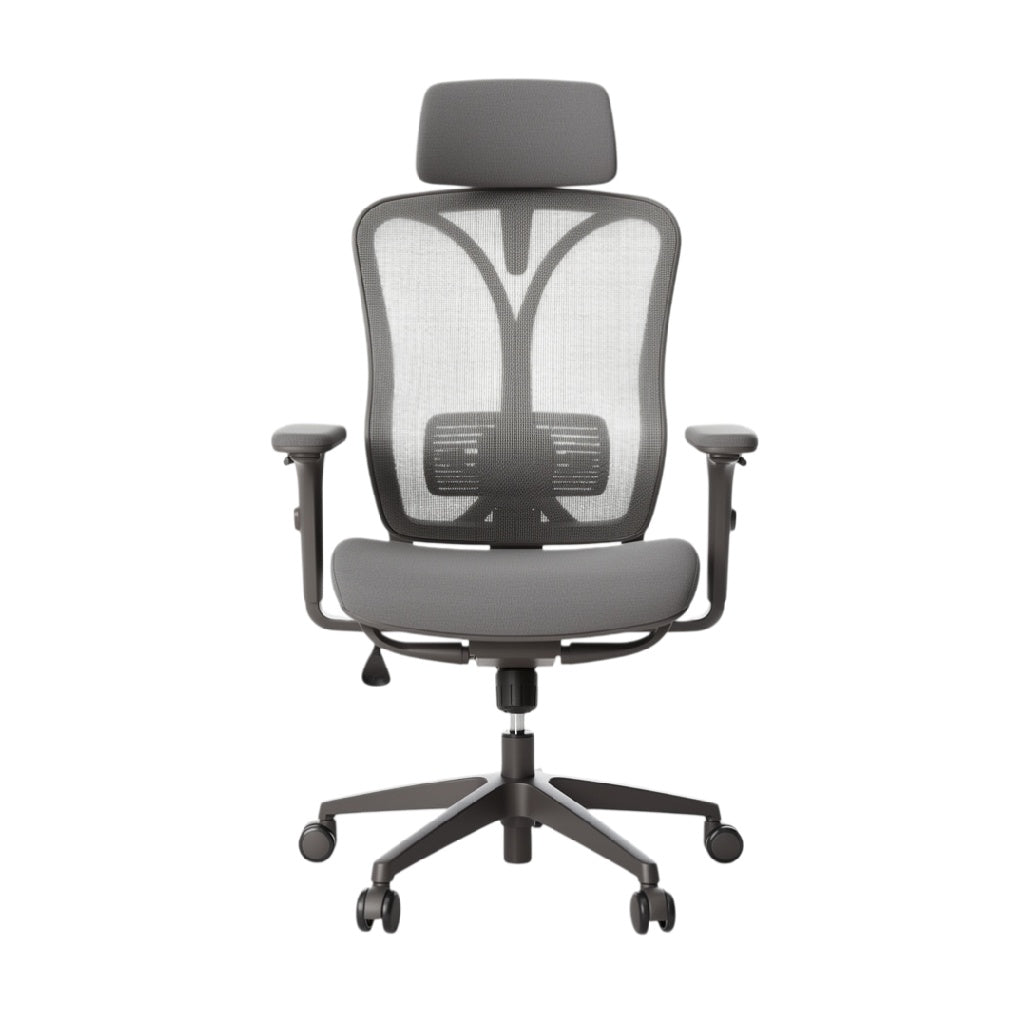 Chaise de bureau ergonomique avec dossier en maille, réglable et à roulettes